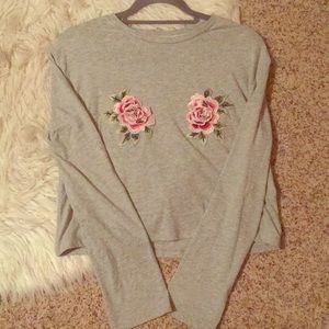 Floral embroidered crop top